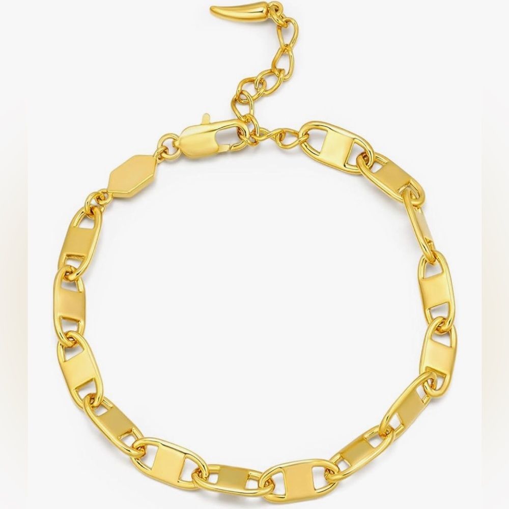 New 18k Gold Plated Elegant Gold Link Bracelet